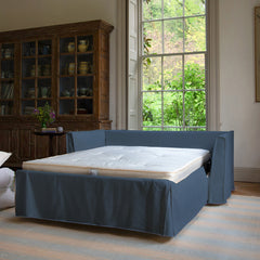 Coco 2.5 seater sofa bed with Self Piped Knife Edge cushion in Cotton Linen Riviera - Made to Order