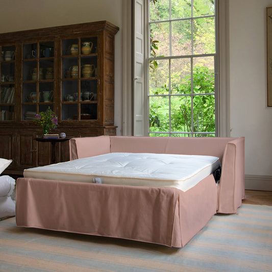 Coco 2.5 Seater Sofa Bed in Dusky Pink Linen - Made to Order