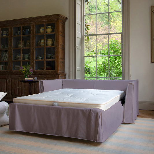 Coco 2.5 Seater Sofa Bed in Lilac Linen - Made to Order