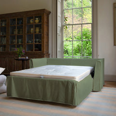 Coco 2.5 Seater Sofa Bed in Moss Linen - Made to Order