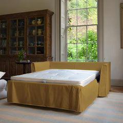 Coco 2.5 Seater Sofa Bed in Ochre Linen - Made to Order