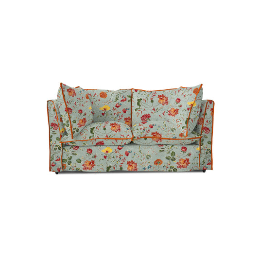 Coco 2 seater sofa with Contrast Piped Knife Edge cushion in Andrew Martin Wildwood Duck Egg - Made to order