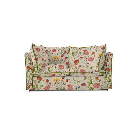 Coco 2 seater sofa with Contrast Piped Knife Edge cushion in Andrew Martin Wildwood Ivory - Made to order