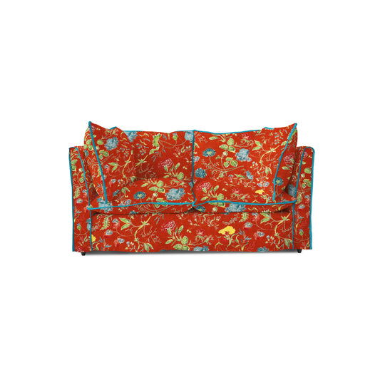 Coco 2 seater sofa with Contrast Piped Knife Edge cushion in Andrew Martin Wildwood Pumpkin - Made to order