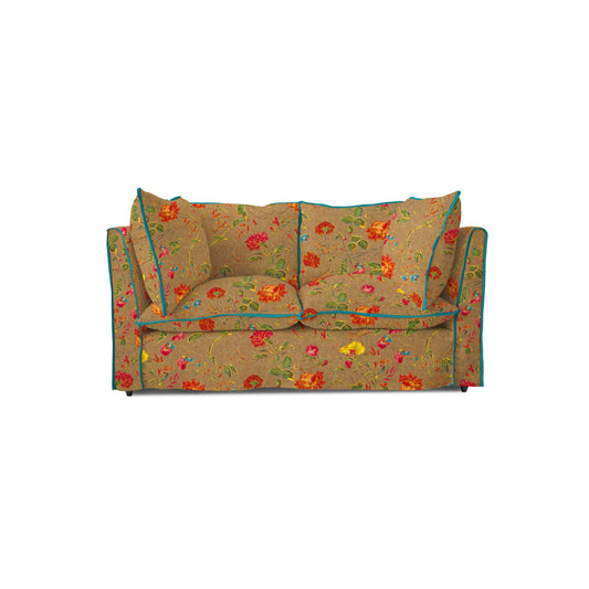 Coco 2 seater sofa with Contrast Piped Knife Edge cushion in Andrew Martin Wildwood Twig - Made to order