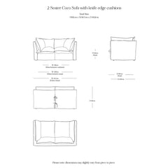 Coco 2 seater sofa with Self Piped Knife Edge cushion in Designers Guild Brera Lino Chalk - Made to order