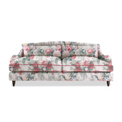 Felix 4 seater sofa in Natural Linen Albertine Classic Rose with Velvet Trim