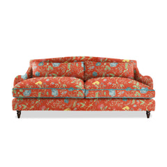 Felix 4 seater sofa in Natural Linen Wildwood Pumpkin with Velvet Trim