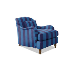 Felix Armchair with Fixed Back in Coastal Blue Stripes