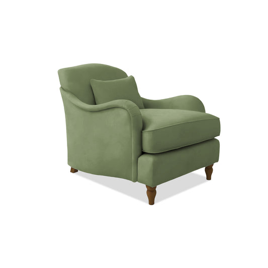 Felix Armchair with Fixed Back in Moss Linen