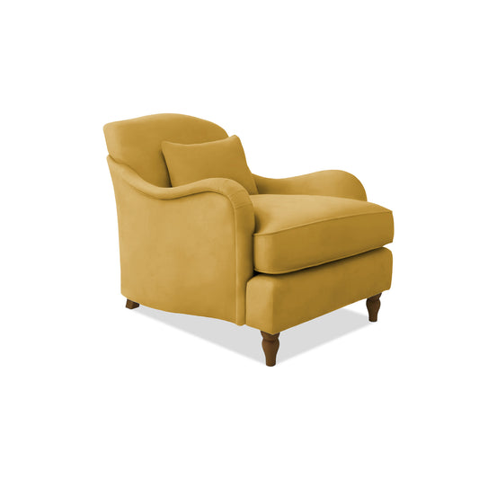 Felix Armchair with Fixed Back in Ochre Linen