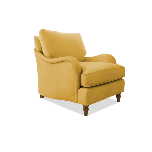 Felix Armchair with Loose Back Cushion in Ochre Linen