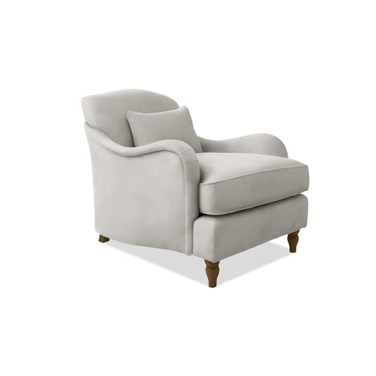 Felix Armchair with Fixed Back in Pearl Grey Linen