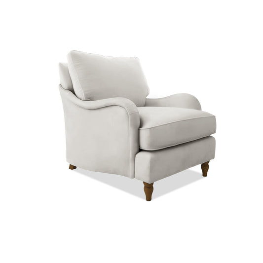 Felix Armchair with Loose Back Cushion in Pearl Grey Linen