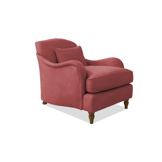 Felix Armchair with Fixed Back in Rouge Linen