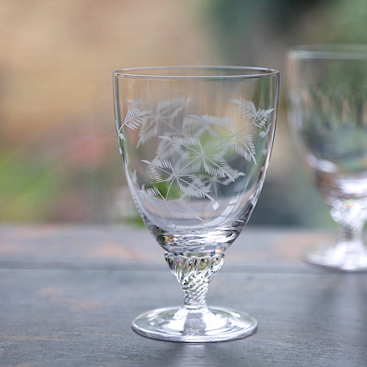 Six Bistro Glasses with Fern Design by Vintage List