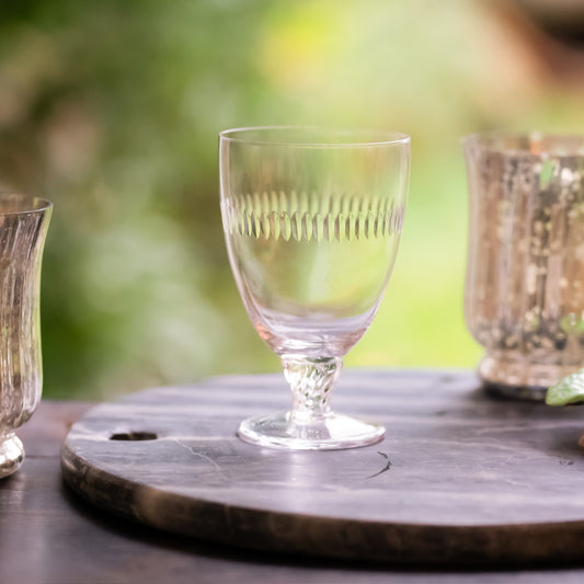 Six Bistro Glasses with Spears Design by Vintage List