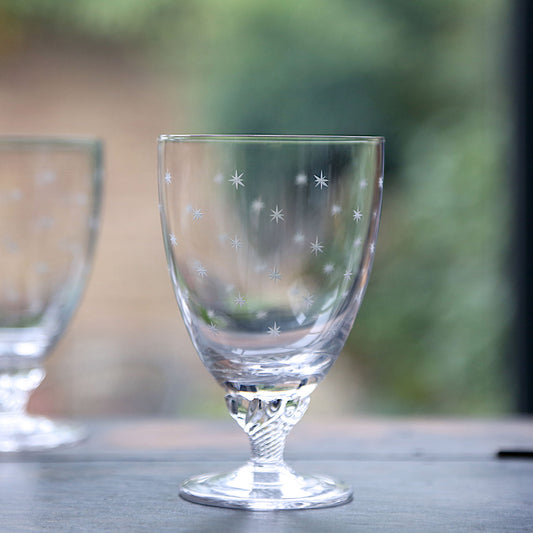 Six Bistro Glasses with Stars Design by Vintage List