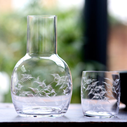 Carafe and Glass with Fern Design by Vintage List