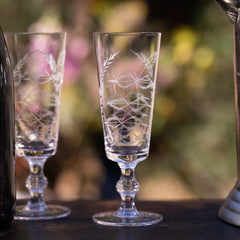 Four Champagne Flutes with Fern Design by Vintage List