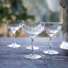 Six Champagne Saucers with Lens Design by Vintage List