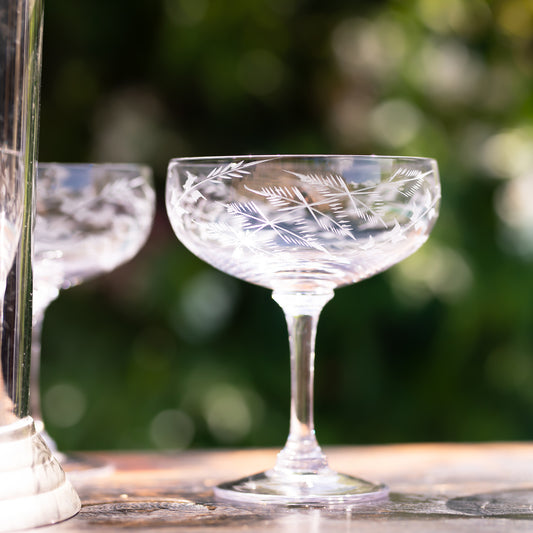 Four Cocktail Glasses with Ferns design by Vintage List