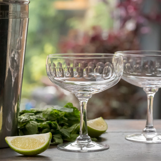 Four Cocktail Glasses with Lens Design by Vintage List