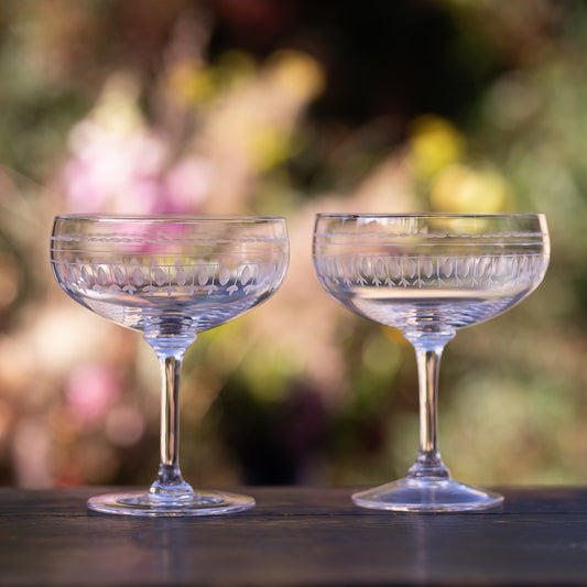 Four Cocktail Glasses with Ovals Design by Vintage List