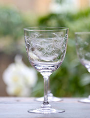 Six Wine Glasses with Fern Design by Vintage List