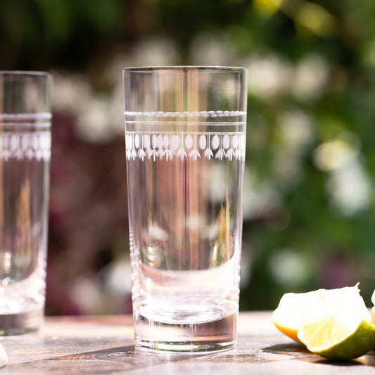 Four Highball Glasses with Ovals Design by Vintage List