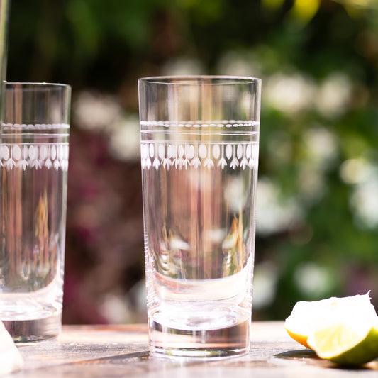 Four Highball Glasses with Ovals Design by Vintage List