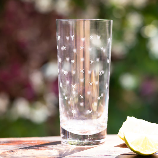 Four Highball Glasses with Stars Design by Vintage List