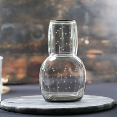 Smoky Carafe Set and Glass with Stars Design by Vintage List