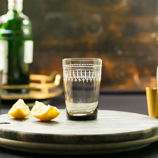 Four Smoky Tumblers with Ovals Design by Vintage List