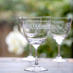 Six Wine Glasses with Ovals Design by Vintage List