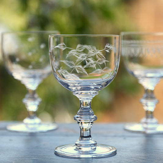 Four Wine Goblets with Fern Design by Vintage List