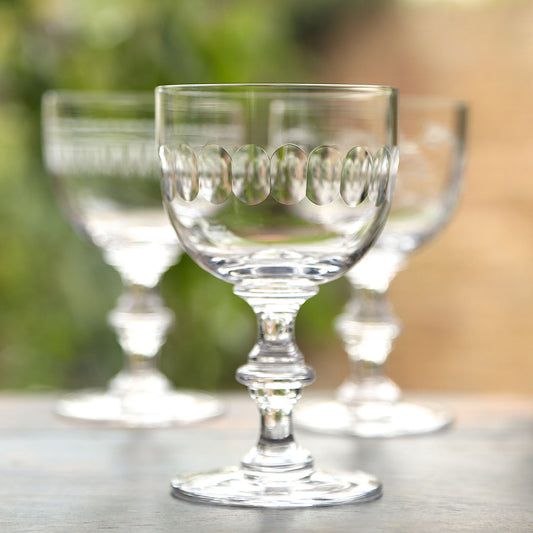 Four Wine Goblets with Lens Design by Vintage List