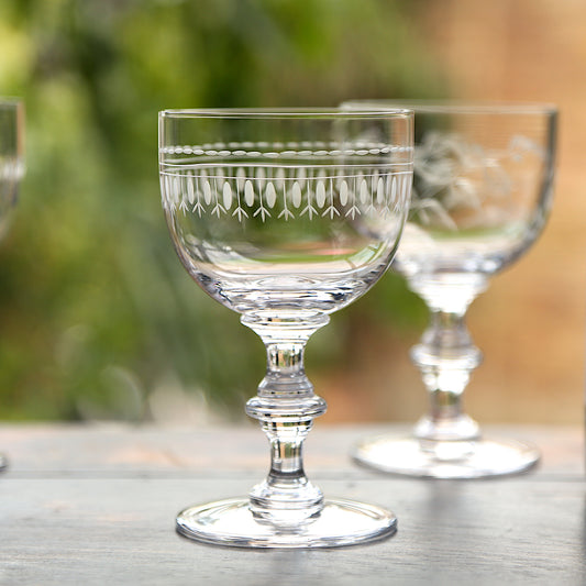 Four Wine Goblets with Ovals Design by Vintage List