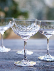 Six Champagne Saucers with Lens Design by Vintage List