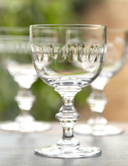 Four Wine Goblets with Lens Design by Vintage List