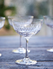 Six Champagne Saucers with Ovals Design by Vintage List