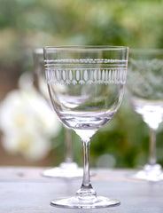 Six Wine Glasses with Ovals Design by Vintage List