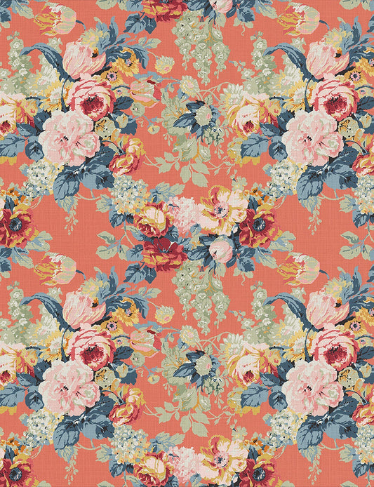 English Garden - Albertine - Coral Orange Fabric Sample