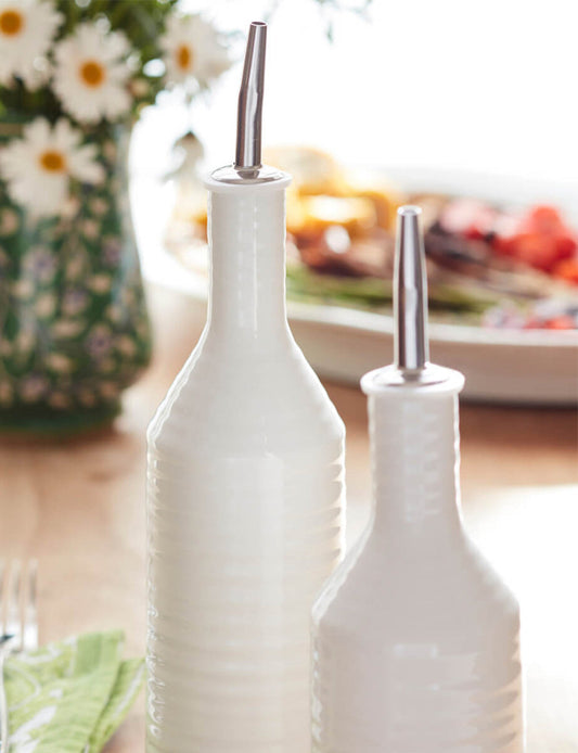 White Porcelain Oil & Vinegar Drizzler Set