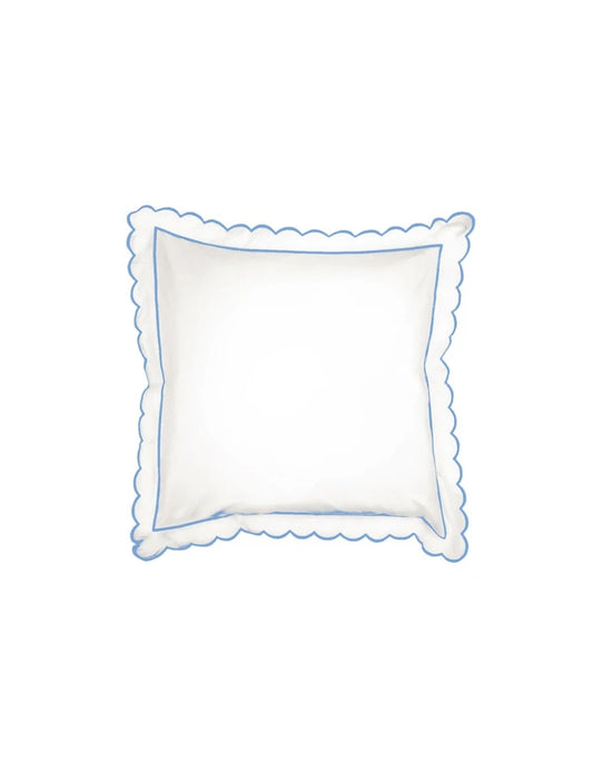 Blue Scalloped Square Pillowcase (65cm x 65cm)