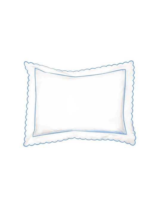 Blue Scalloped Super King Size Pillowcase (50cm x 90cm)