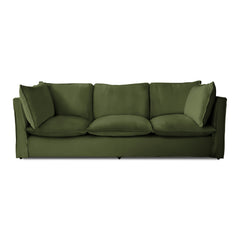 Coco 4 seater sofa with Self Piped Knife Edge cushion in Cotton Linen Evergreen - Made to Order