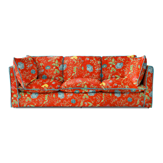 Coco 4 seater sofa with Contrast Piped Knife Edge cushion in Wildwood Pumpkin - Made to Order