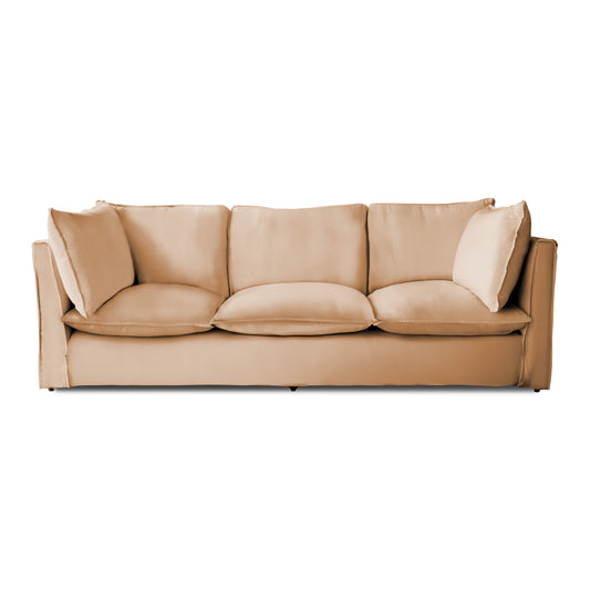 Coco 4 seater sofa with Self Piped Knife Edge cushion in Cotton Linen Rosedale - Made to Order