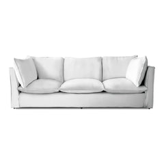 Coco 4 seater sofa with Self Piped Knife Edge cushion in Cotton Linen Snow Drop - Made to Order